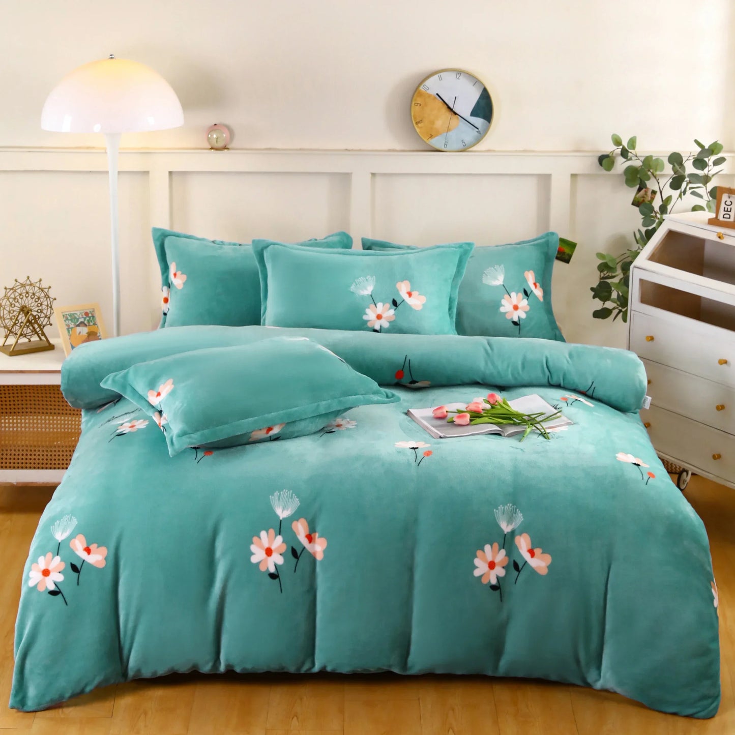 Winter Duvet Cover Thick Fleece Warm Flannel Coral  Double Sided Velvet Bedding  Single Double Queen King Size Quilt Cover