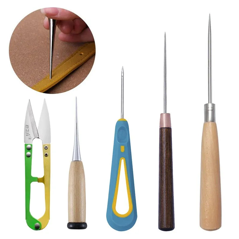 Copper Handle Sewing Awl Speedy Stitcher Shoe Binding Tool Kit For Clothes Fabric Repairing Leather Craft Awl Punch Hole Tool