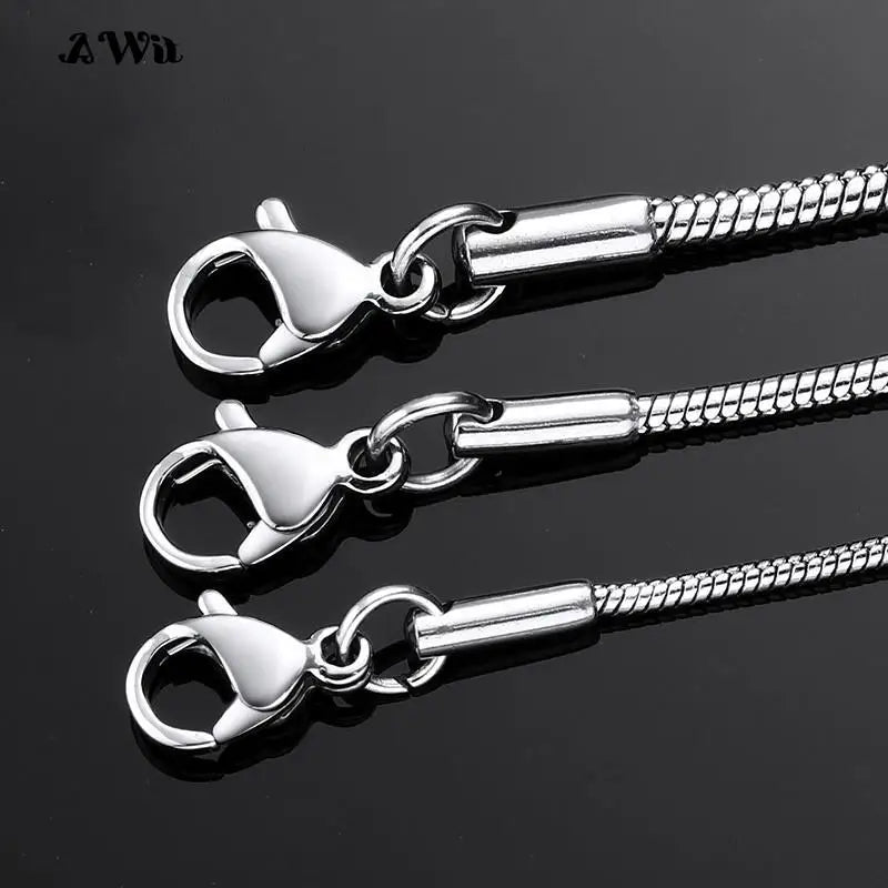 AWit Inoxidable Gold Color Chains 1-5mm Stainless Steel Snake Chains Necklace Twist Rope Jewelry Women Long Chains Accessories