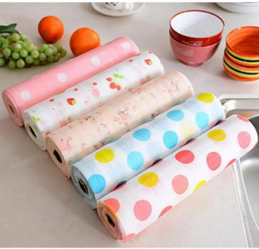 Non-Slip Place Mat Cushion Sheet - Waterproof Anti-Bacterial Cabinet Plastic Foam for Kitchen Drawers 1 Pcs (Random Print)
