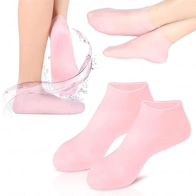 Silicone Gel Moisturizing Socks for Cracked Heels – Reusable Hydrating Spa Socks for Dry Feet, Heels & Callus Repair