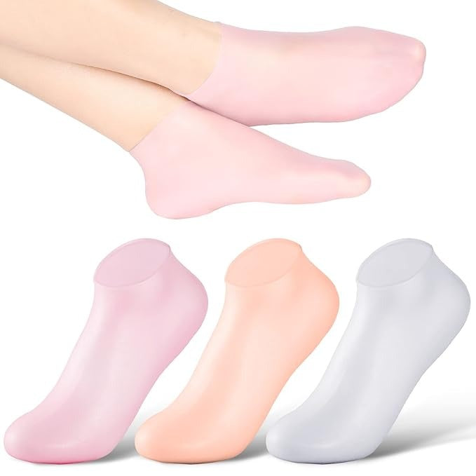 Silicone Gel Moisturizing Socks for Cracked Heels – Reusable Hydrating Spa Socks for Dry Feet, Heels & Callus Repair