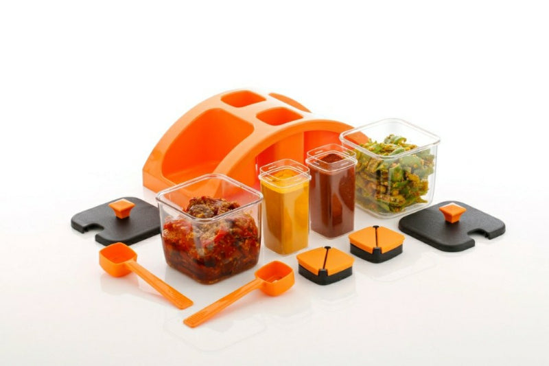 Anjani Premium 2x2 Square Spice & Pickle Jar Set – Airtight, Elegant Storage for Kitchen Essentials (Random Color)