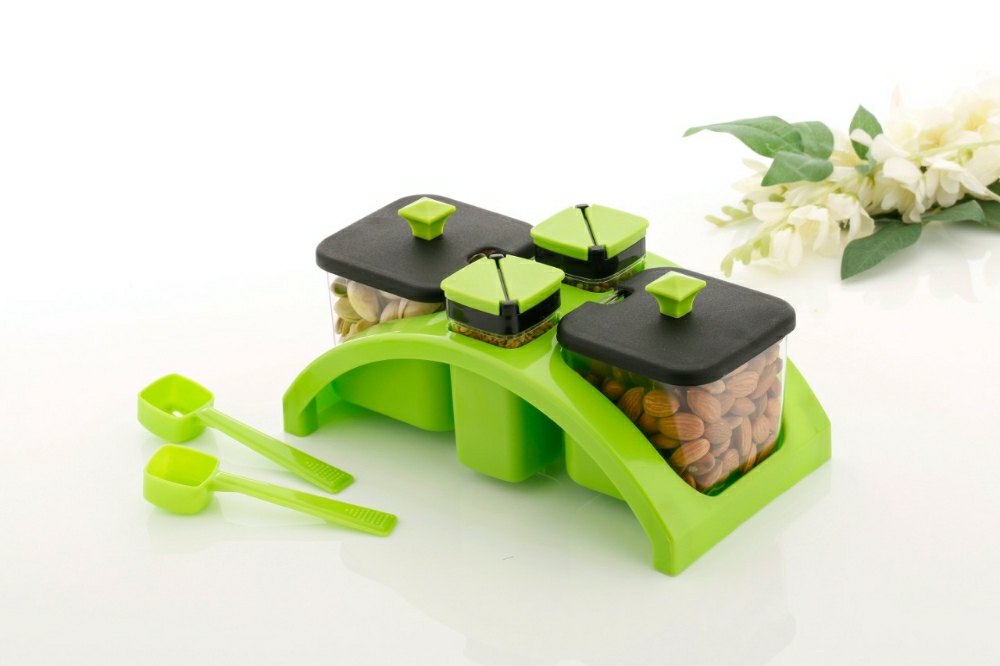 Anjani Premium 2x2 Square Spice & Pickle Jar Set – Airtight, Elegant Storage for Kitchen Essentials (Random Color)