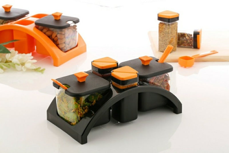 Anjani Premium 2x2 Square Spice & Pickle Jar Set – Airtight, Elegant Storage for Kitchen Essentials (Random Color)