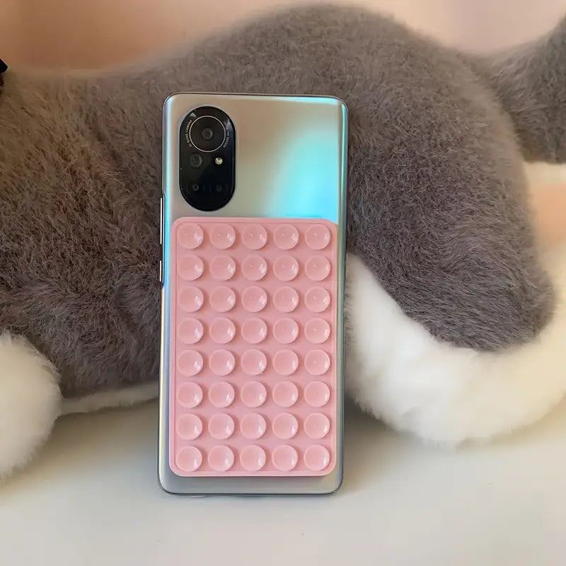Double sided Silicone 24 Capsules Suction Cup Holder - Multifunctional Anti-Slip Adhesive Phone Holder Pad Powerful Grip for iPhone and Android (Random Color)