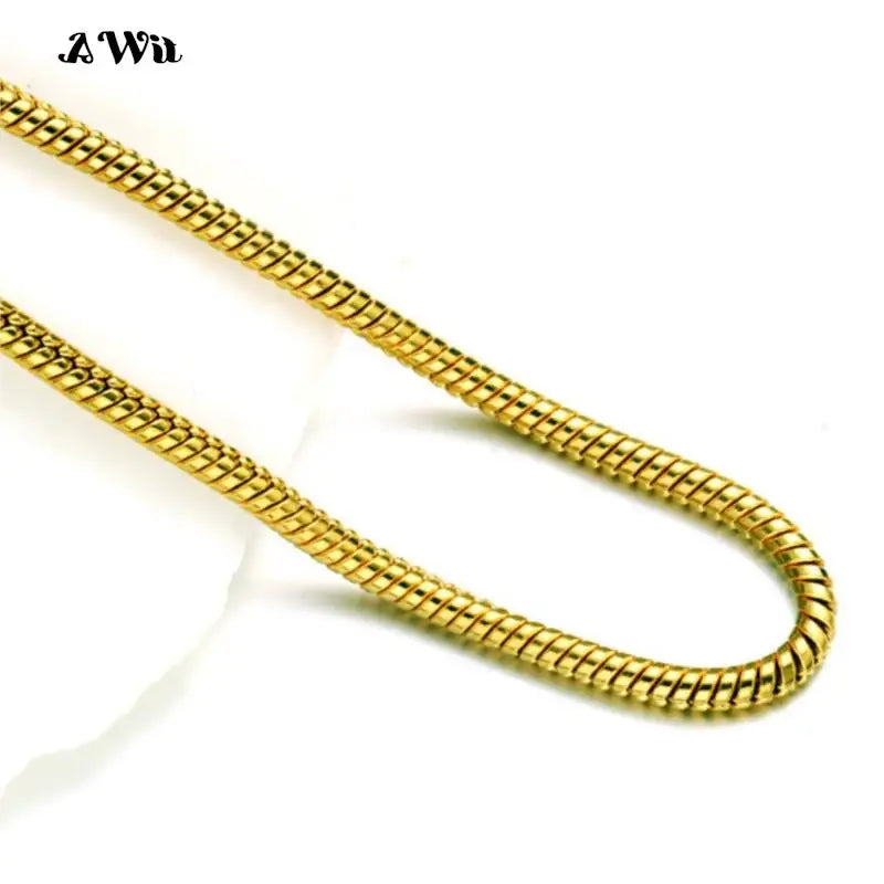 AWit Inoxidable Gold Color Chains 1-5mm Stainless Steel Snake Chains Necklace Twist Rope Jewelry Women Long Chains Accessories