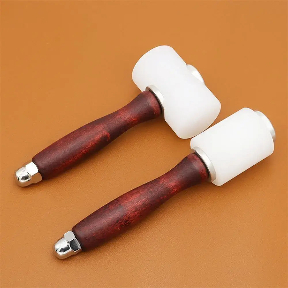 Nylon Hammer Mallet Wood Handle Leathercraft Punch ToolCowhide Punch Cutting Sewing Leather Carving Craft Hammer Tool