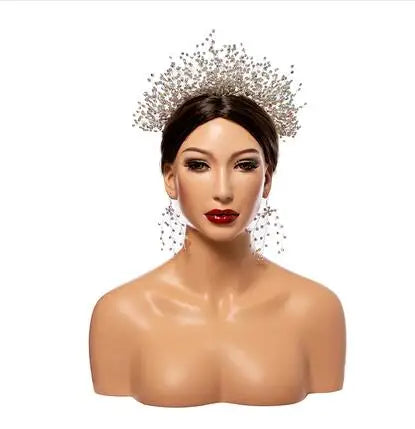 Female Realistic Head Mannequin with Shoulder, No Wig Display Model, Dark Brown and Beige Colors,for Hat Glasses, E185, 20Style