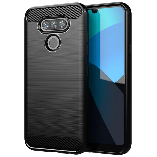 Soft tpu silicone case para lg harmonia 4, 2, risio 3, 4harmony2, shockproof, fibra de carbono
