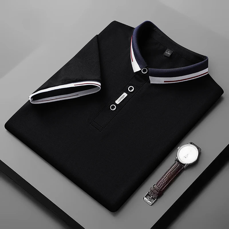 2022 New Men Cotton Polo Shirts Casual Breathable Sweat Absorbent Business Polo Shirts Short Sleeves Fashion Slim Lapel T Shirts