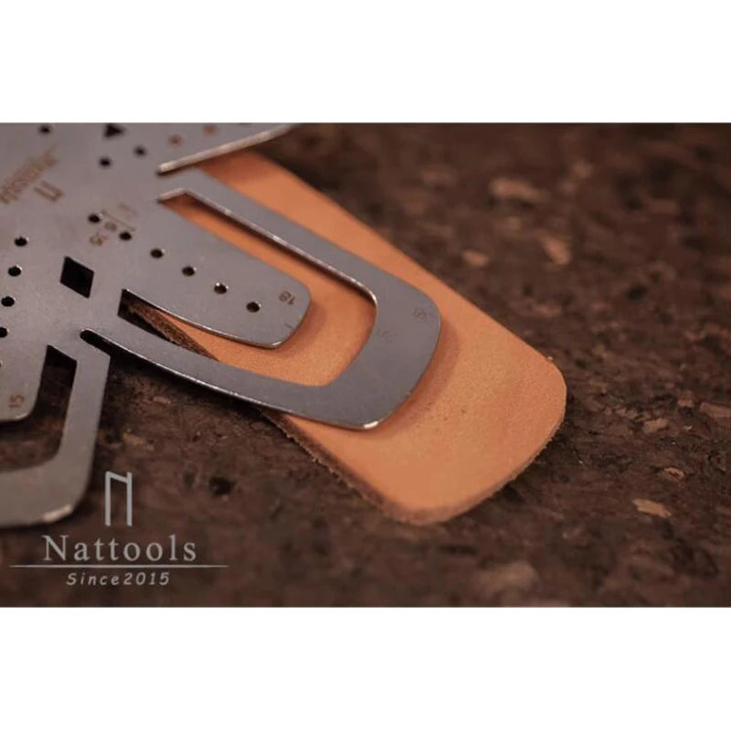 Nattools square belt tail ruler belt rounded template handmade DIY leather making tool