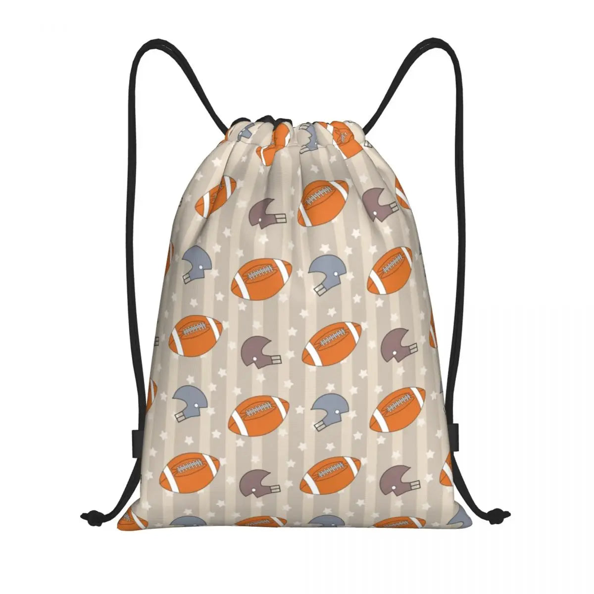 Rugby Stitching Football Drawstring Backpack Women Men Sport Gym Sackpack Portable Shopping Bag Sack