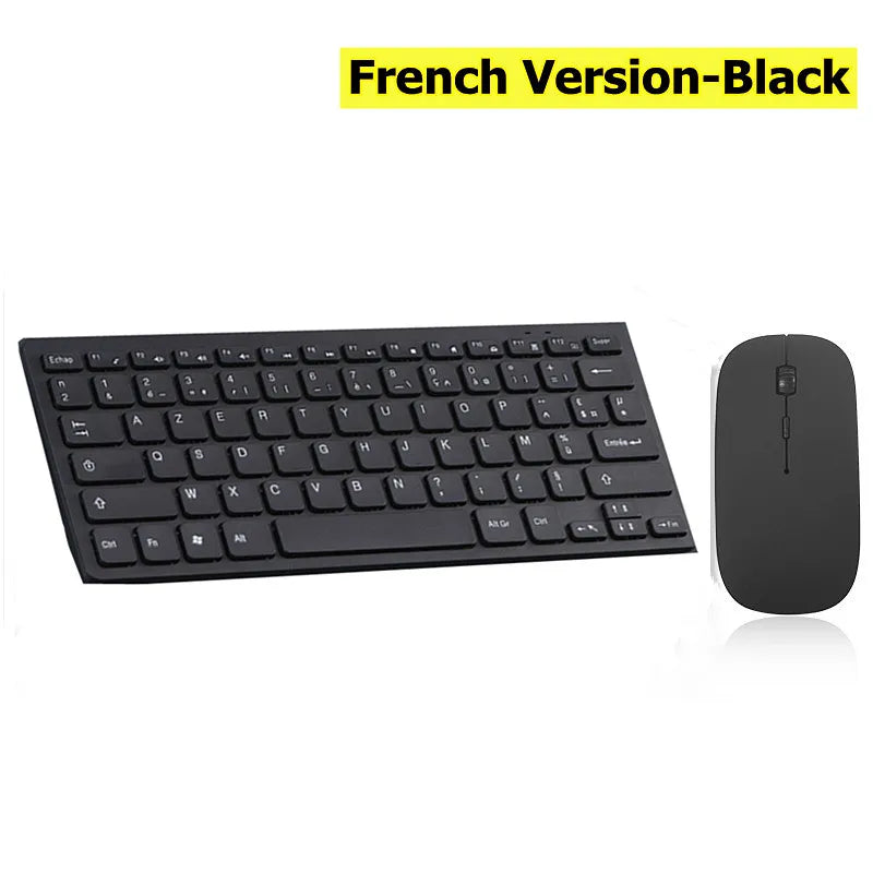 2.4G Wireless Keyboard Mouse Kits Russian French Arabic Korean Multi-media Combo For Windows 7 10 Android Ipad Laptop PC TV Box