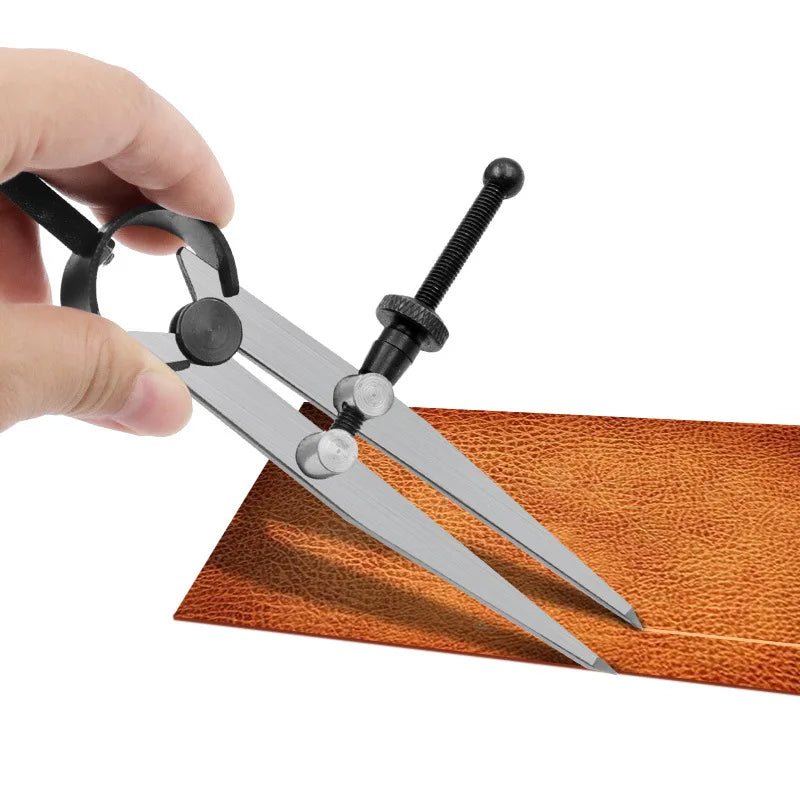 1PC Carbon Steel Scriber Divider Wheel Adjustable Wing Divider Edge Creaser Leather Stitch Hole Measure Compass Rotary Scribing