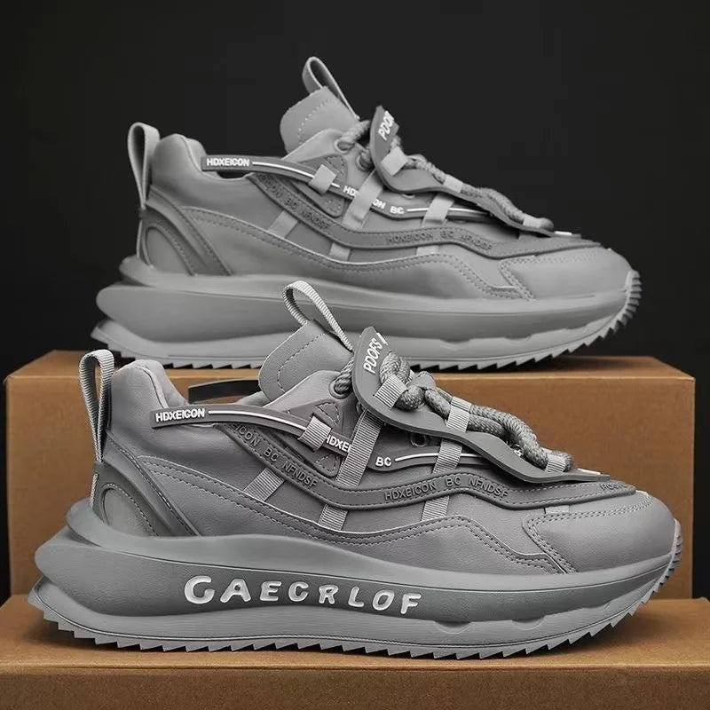 Designer Chunky Sneaker Men Cover Bottom Board Shoe Fashion Leather Breathable Increased Internal Platform Casual Running Shoes