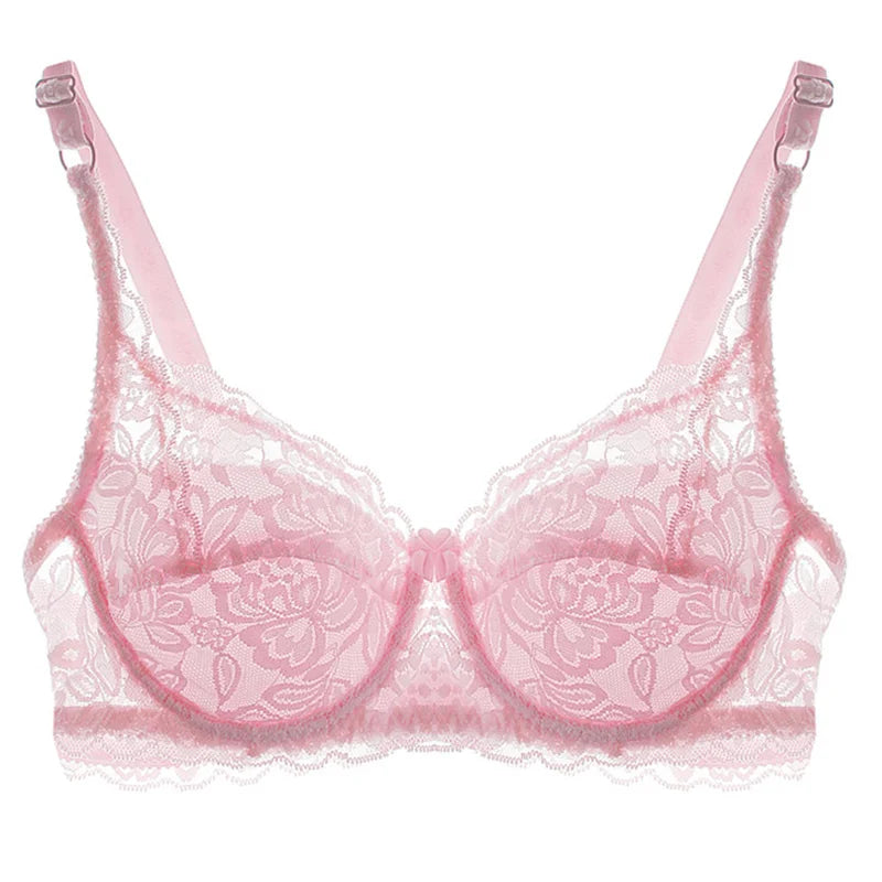 Sutiã sexy de renda para mulheres, roupa interior transparente, sutiãs push up, lingerie bh, íntimas, moda