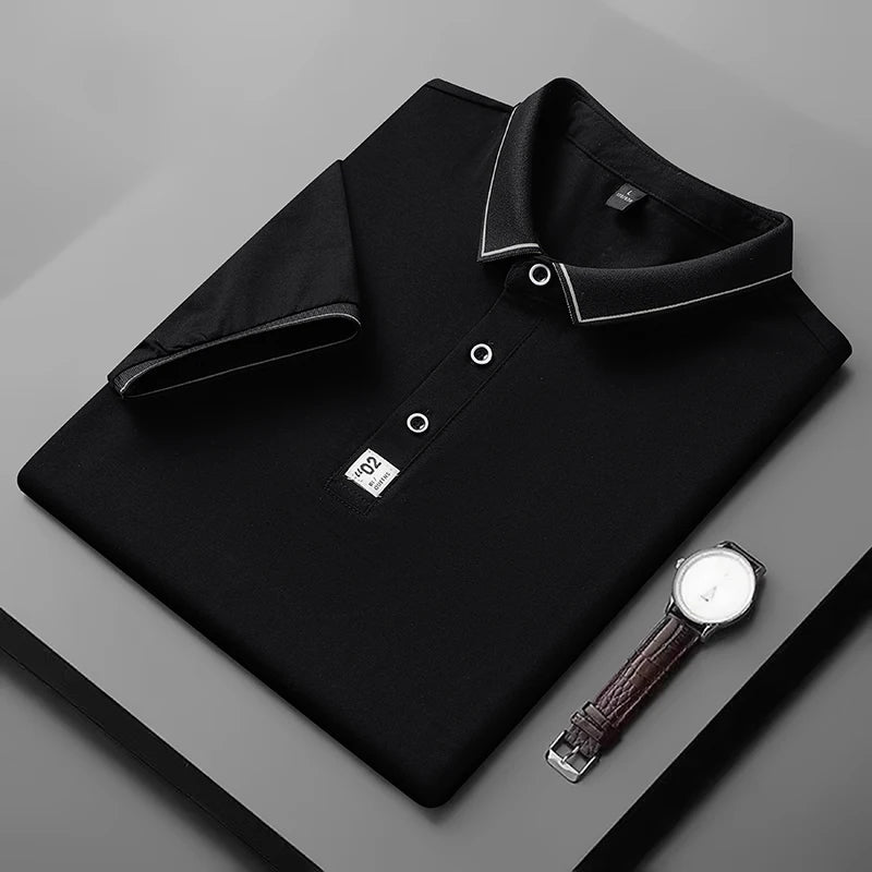 2022 New Men Cotton Polo Shirts Casual Breathable Sweat Absorbent Business Polo Shirts Short Sleeves Fashion Slim Lapel T Shirts