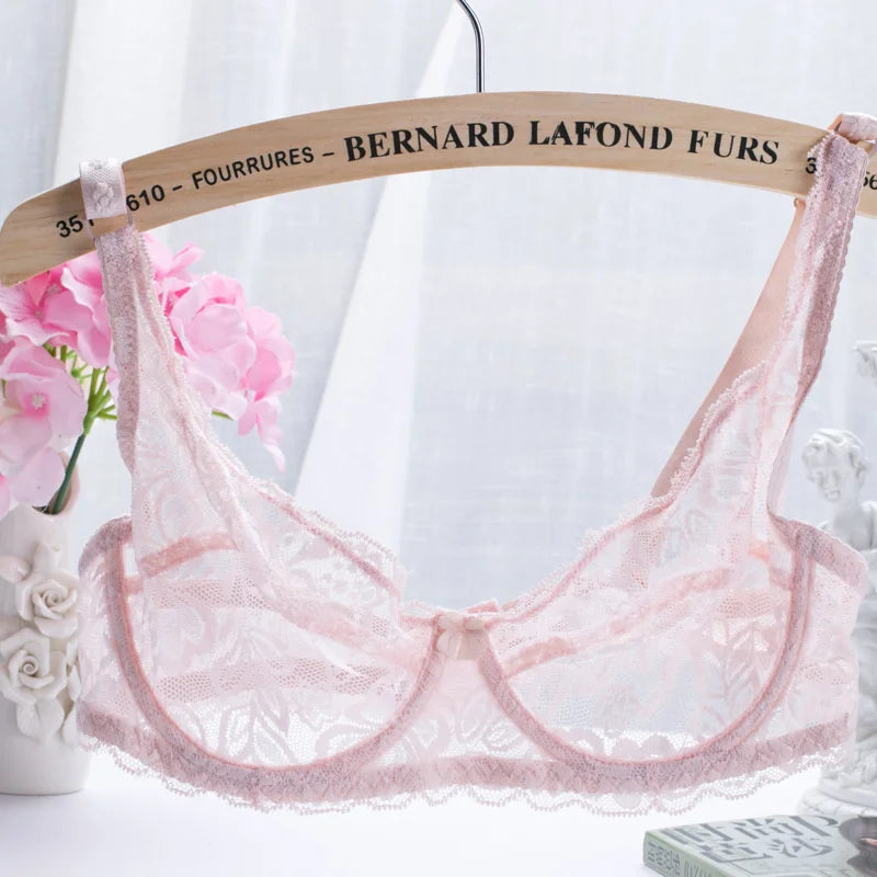 Sutiã sexy de renda para mulheres, roupa interior transparente, sutiãs push up, lingerie bh, íntimas, moda