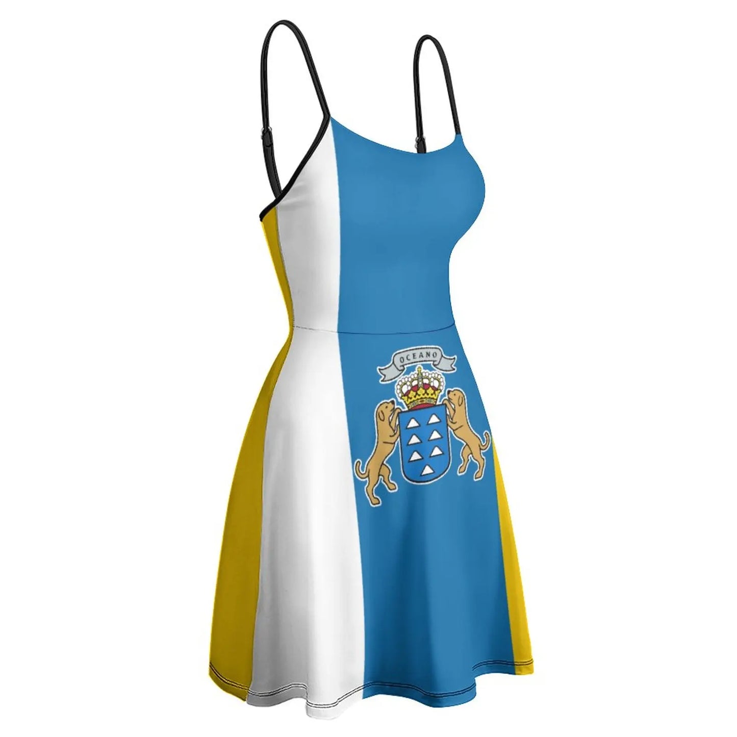 Flag of The Canary Islands Women's Sling Dress Graphic Cool Exotic  Woman's Dress Humor Graphic  Vacations The Dress