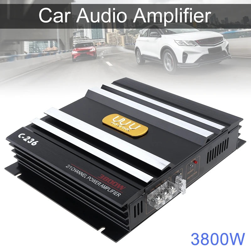 12V Car amplifier 2-way C-236 high-power 300W car amplifier bass Maximum power 3000W