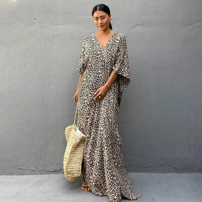 Kimono Bohemian Beach Swimsuit Cover Up Pareo Beach Women Tunics Beachwear 2023 Summer Long Bikini Blouse beach outfit for women