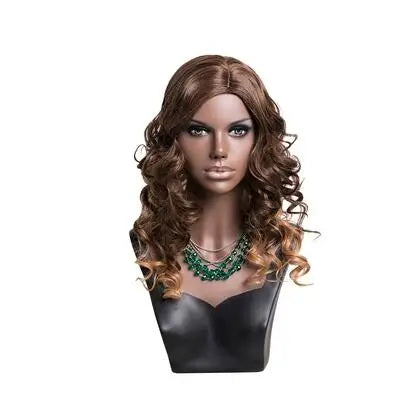 Female Realistic Head Mannequin with Shoulder, No Wig Display Model, Dark Brown and Beige Colors,for Hat Glasses, E185, 20Style