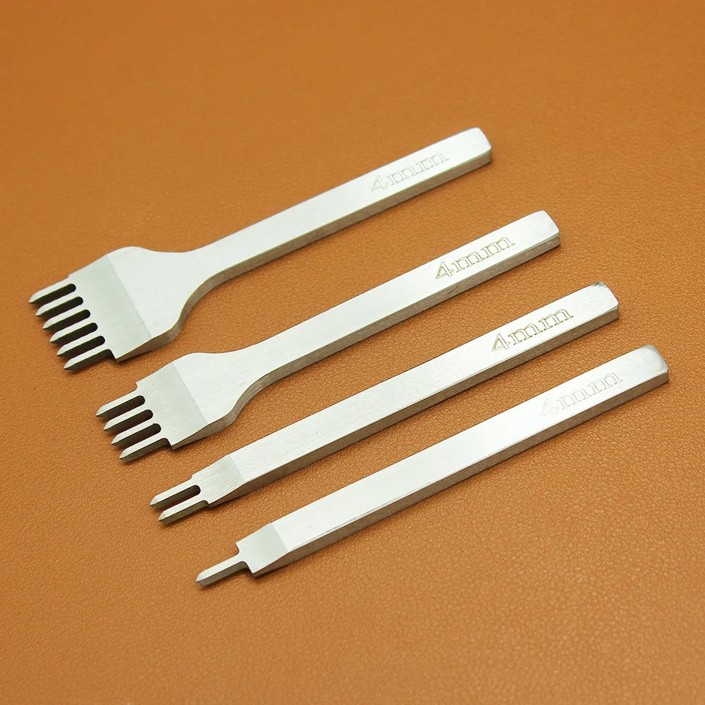 4Pcs/ set Leather Craft Tool Set Stainless Steel Hole Chisel Graving Stitching Punch Tools Kit 4 size for choose