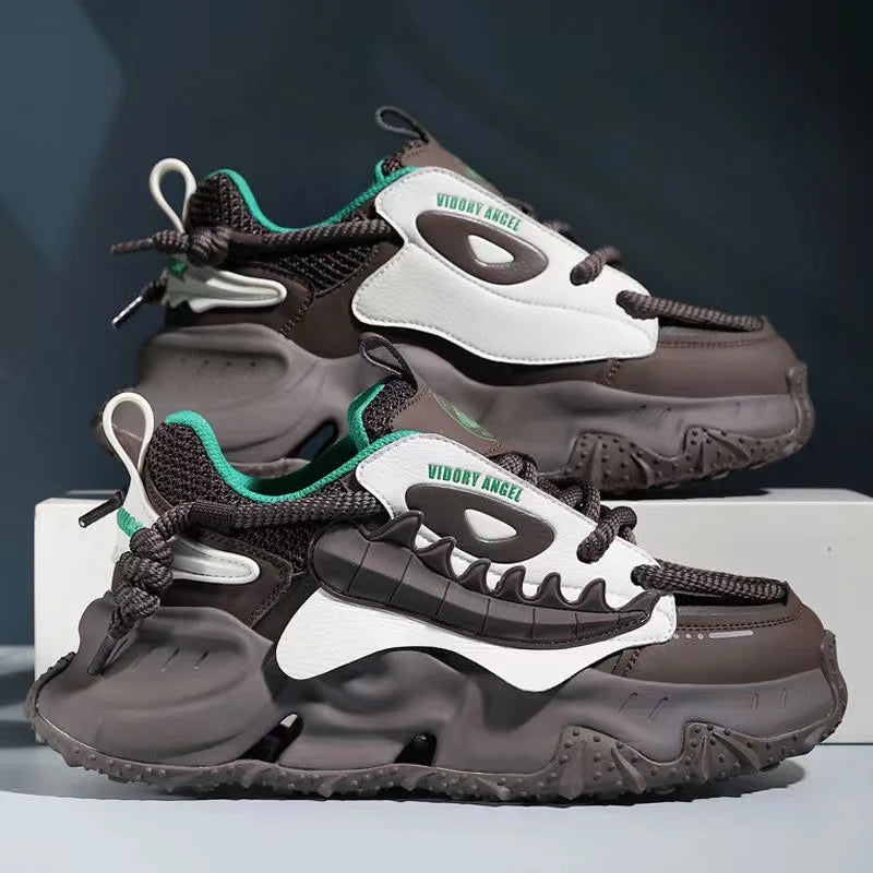 Sapato casual de fundo grosso masculino, tênis de caminhada esportiva, mocassins, marca designer, nova moda