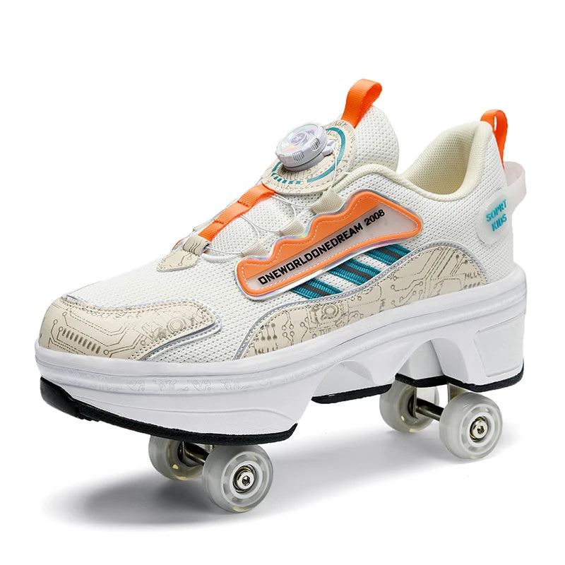 New Double-Row Four-Wheel Roller Skating Shoes Dual-Use Roller Shoes Men Women Sneakers Sport Dog walking training running shoes