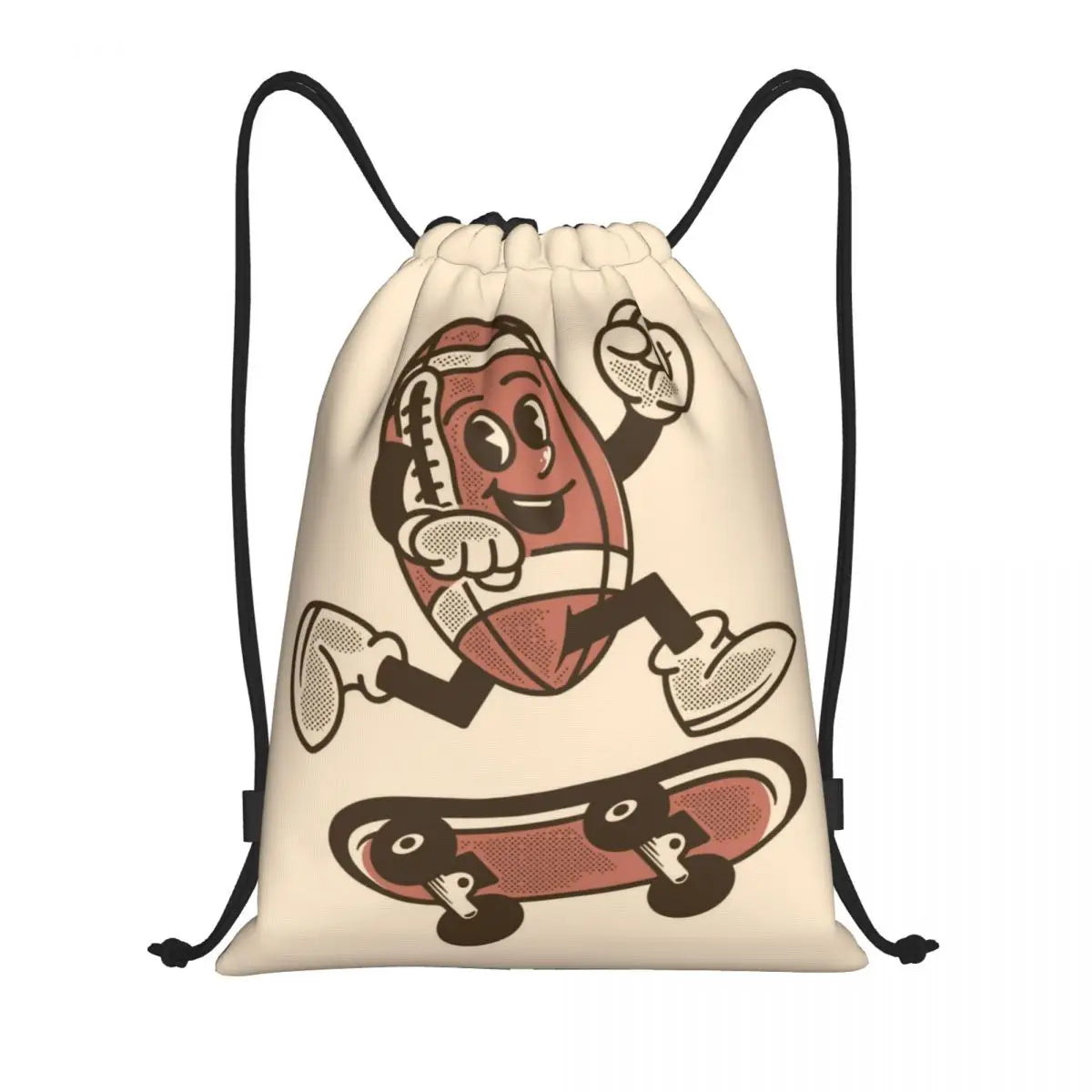 Rugby Stitching Football Drawstring Backpack Women Men Sport Gym Sackpack Portable Shopping Bag Sack