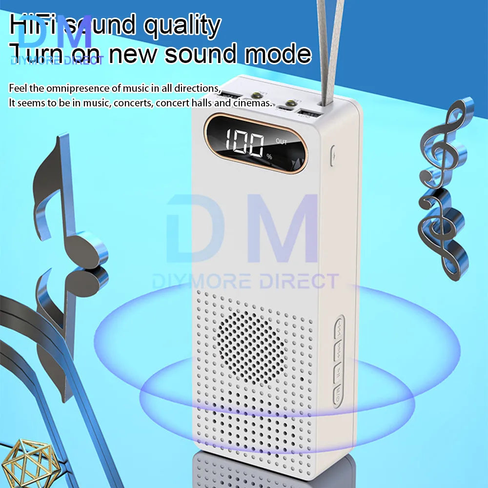 DIY 8*18650 Power Bank Case External 5V 2A Battery Charge Storage Box Shell Micro USB Type C With Bluetooth Audio for Phone