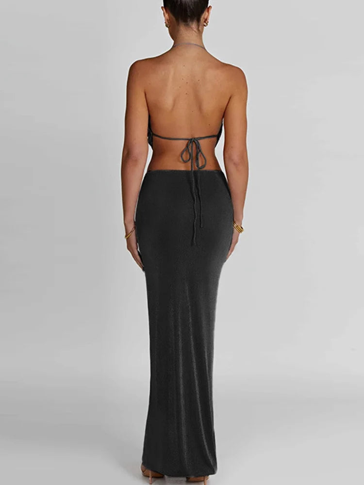 Deioao Sexy Modesty Fashion Sleeveless Vest Skirt Women's 2-piece Set Summer Navel Elegant Backless Navel Sophisticated outfits