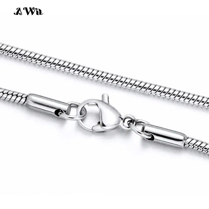 AWit Inoxidable Gold Color Chains 1-5mm Stainless Steel Snake Chains Necklace Twist Rope Jewelry Women Long Chains Accessories