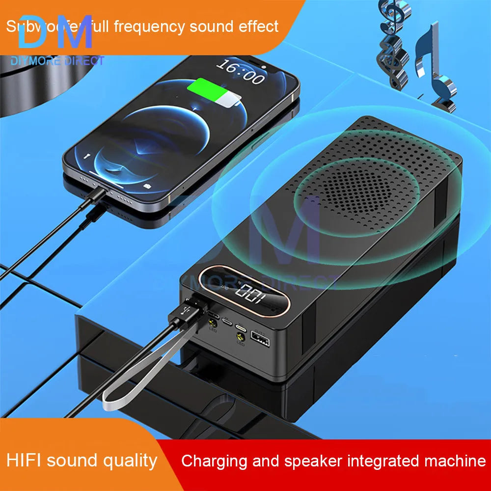 DIY 8*18650 Power Bank Case External 5V 2A Battery Charge Storage Box Shell Micro USB Type C With Bluetooth Audio for Phone