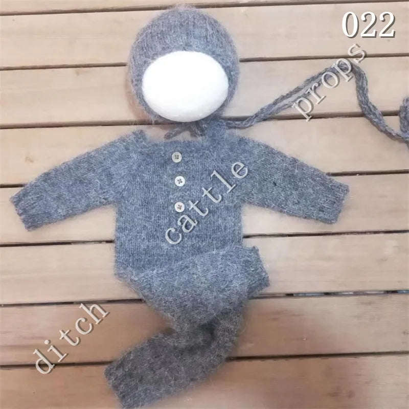 Newborn Photography Props Mink Wool  Plush Yarn Pants +Bear Clothing Accessories