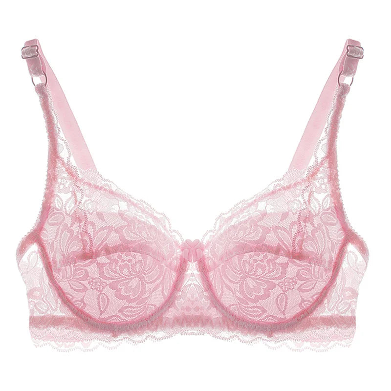 Sutiã sexy de renda para mulheres, roupa interior transparente, sutiãs push up, lingerie bh, íntimas, moda