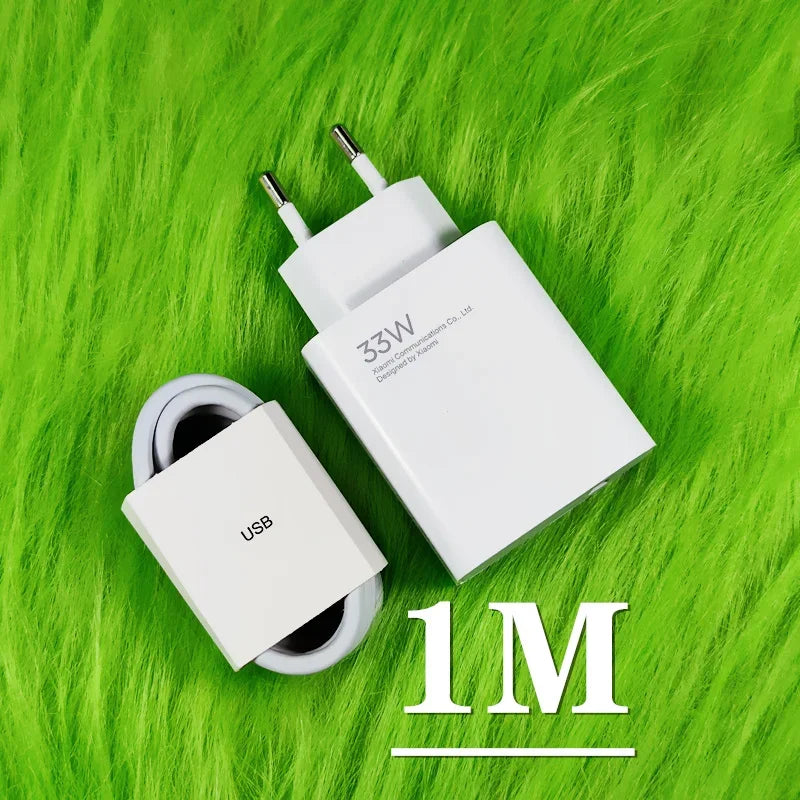 Original Xiaomi 33W Fast Charger EU Turbo Charge 2M 1.5M Type C Cable For Mi 10 9 10T Lite POCO X3 NFC Redmi K40 Note 9 10 Pro