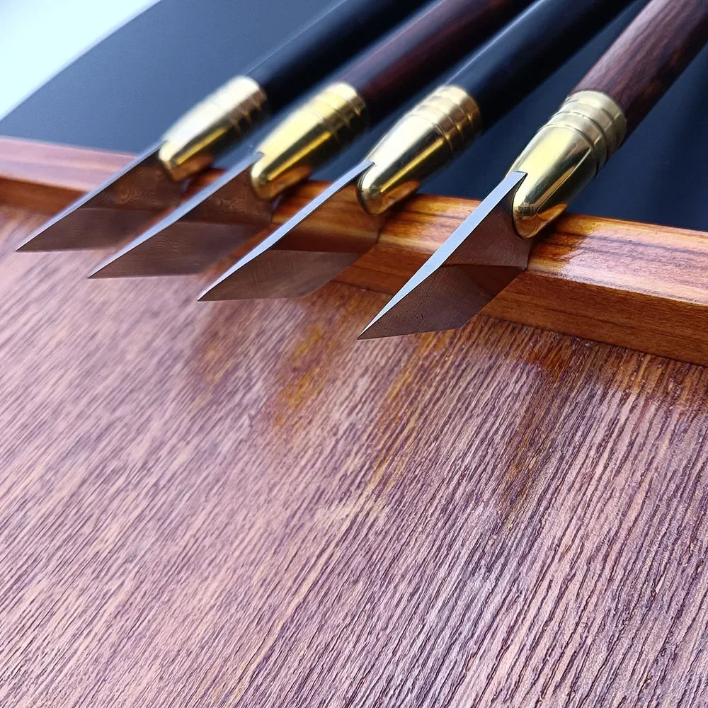 Baver Leather craft Damascus steel bevel-point edge knives wooden Carving Pen Knife Cutting Cutter Tool Diy