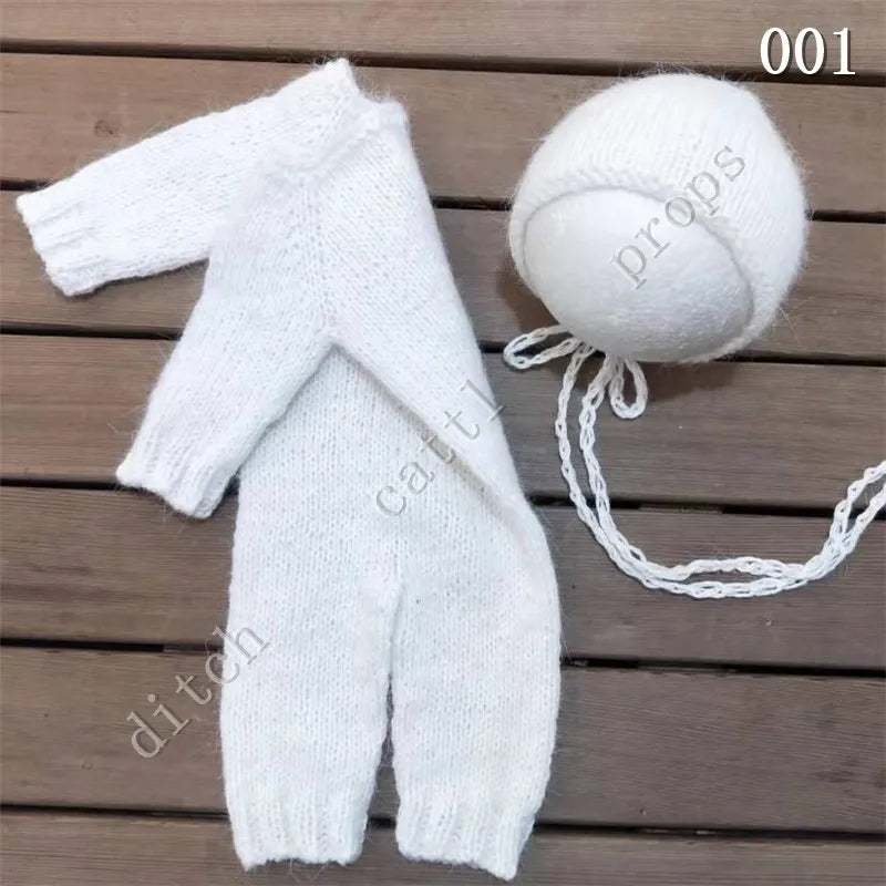 Newborn Photography Props Mink Wool  Plush Yarn Pants +Bear Clothing Accessories