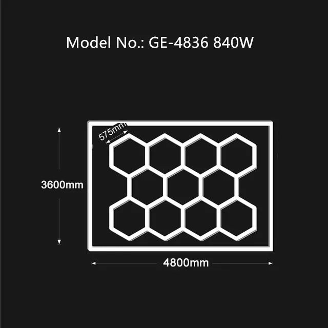 3-Year Warranty Honeycomb LED Car Detailing Ceiling Light with Border Hexagon Led Light for Auto Car Body Repair Workshop Gym
