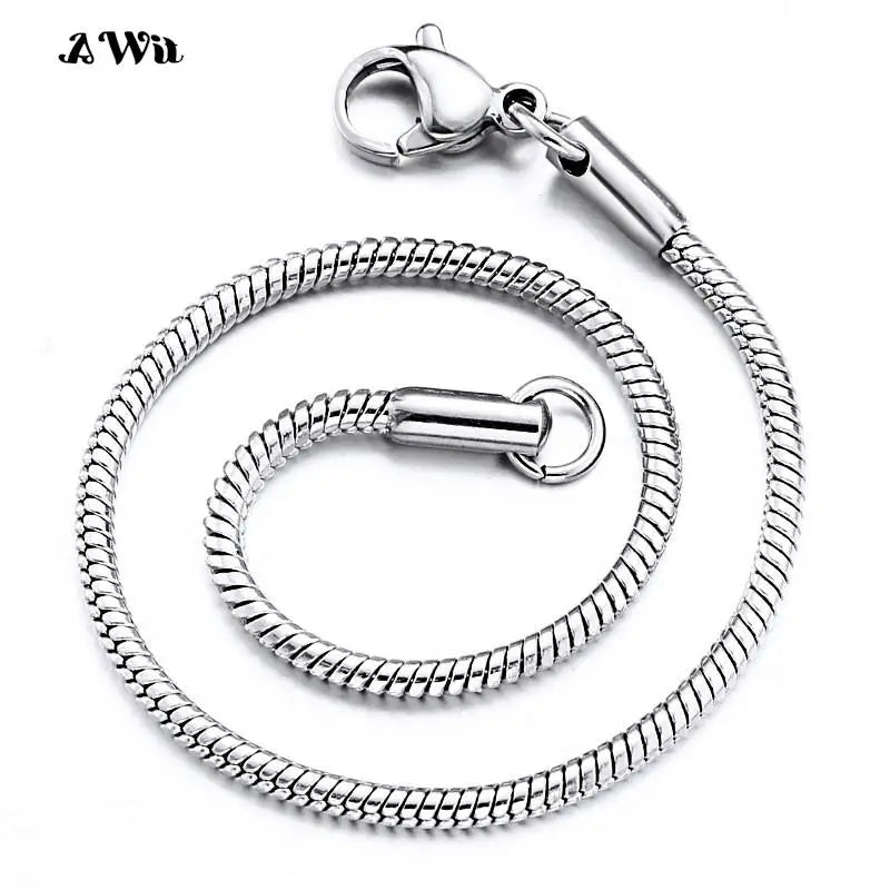 AWit Inoxidable Gold Color Chains 1-5mm Stainless Steel Snake Chains Necklace Twist Rope Jewelry Women Long Chains Accessories