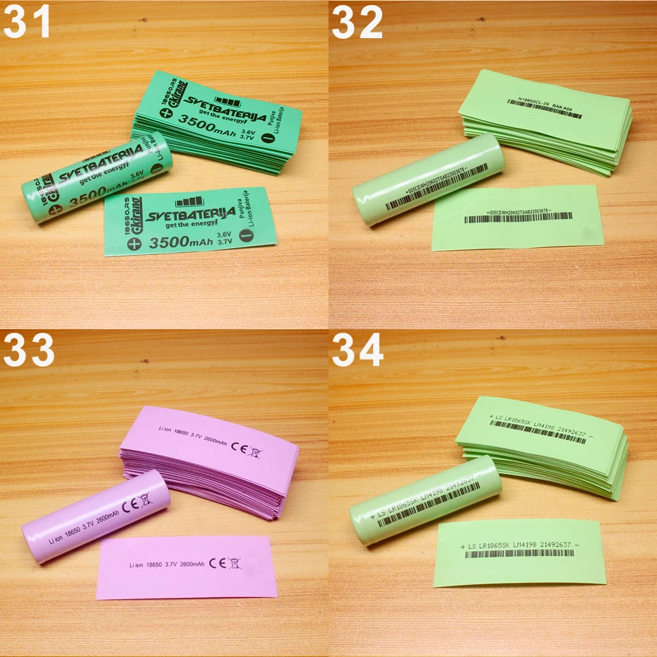 100 pçs/lote 18650 bateria PVC manga termo retrátil bateria de lítio embalagem isolamento pele exterior filme retrátil
