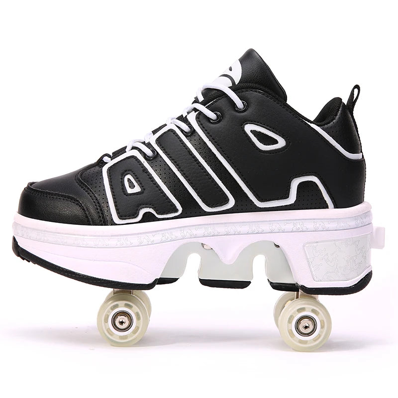 New Deformation Roller Skate Shoes for Kids Parkour Roller Shoes With4 Wheels Double-Row Roller Skates Ice skate Casual Sneakers
