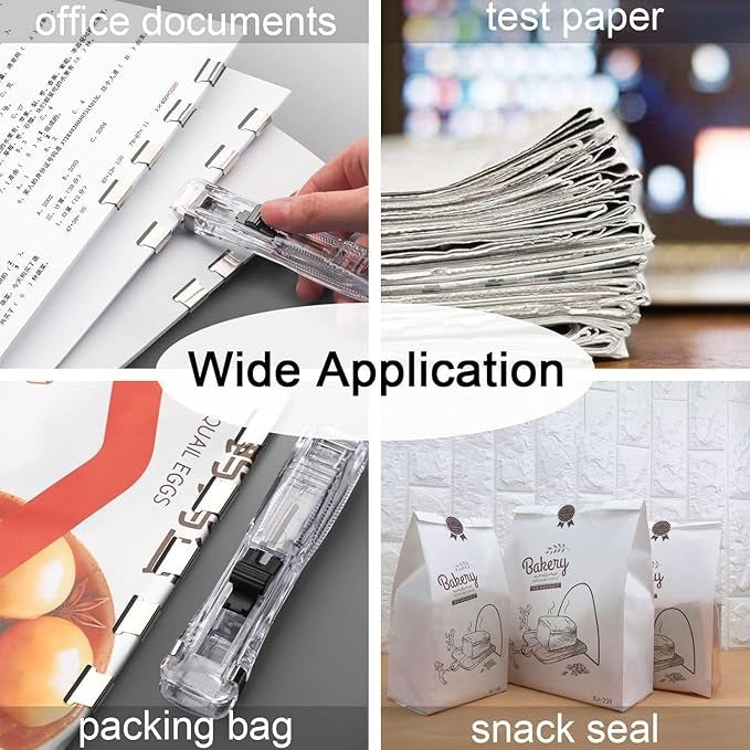 MiniGrip Transparent Stapler Set – Hand Press Tagging Tool with Reusable Metal Clips (40 PCS)