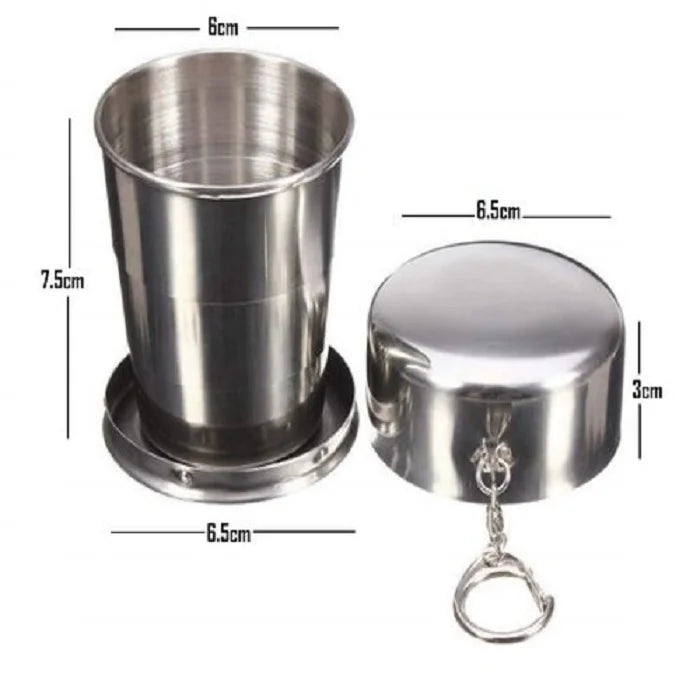 130 Ml Steel Folding Glass Travel Camping Water Mug Cup Glass