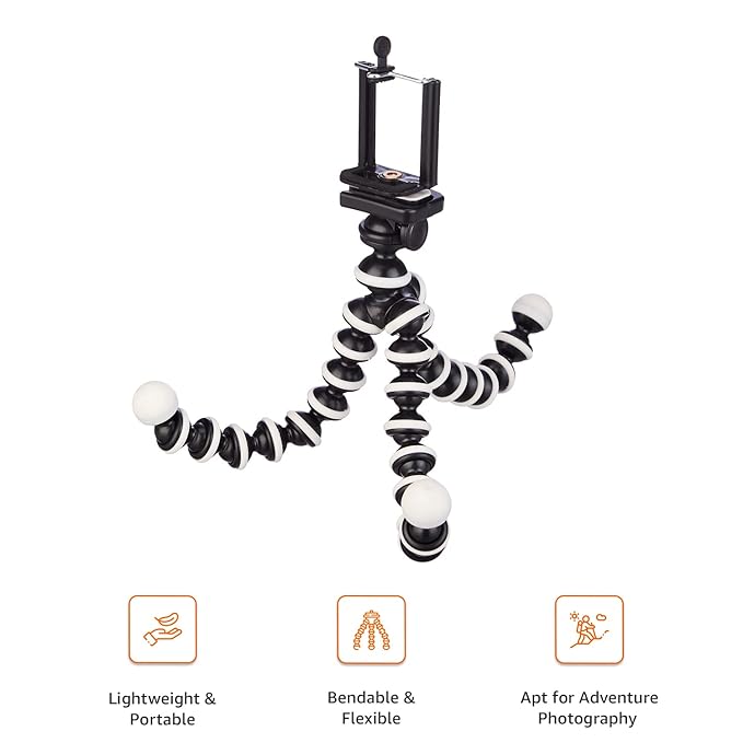 Portable Gorilla Tripod Stand with Adjustable Phone Holder – Ideal for Vlogging, Selfies & Time-Lapse Shots