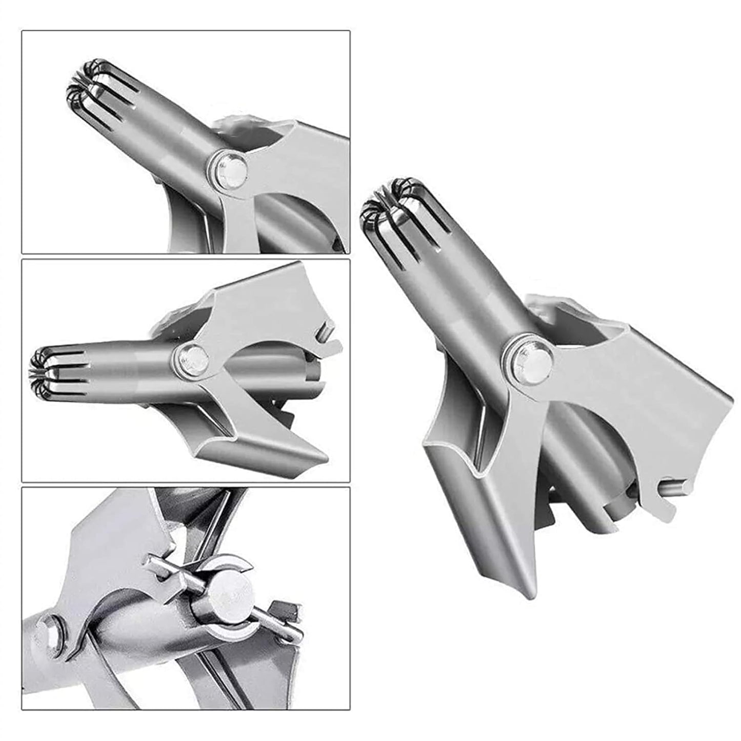 Manual Nose & Ear Hair Clipper Trimmer for Men & Women - Stainless Steel Painless Nose Hair Trimmer with Storage Case and Cleaning Brush