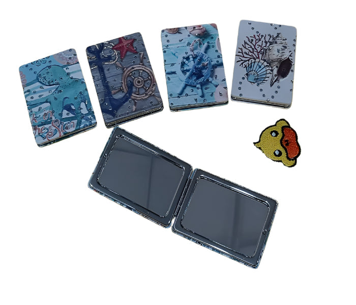 Rectangular Shape Ocean Print Diamond Mirror