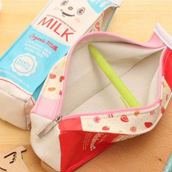 Creative Milk Cartoons Pencil Pouch (Random Print )